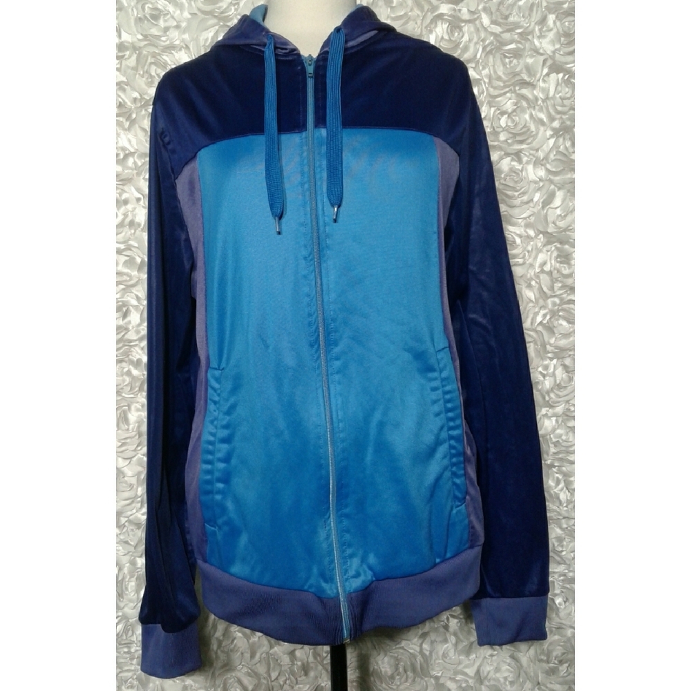 Divided purple and blue hooded Jacket size…